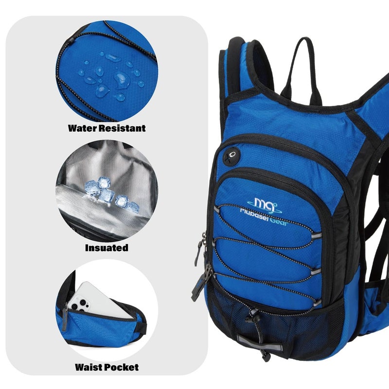 Mubasel Gear 15L Insulated Hydration Backpack Pack with 2L Water Bladder Lightweight Hiking Backpack Bag for Women Men Daypack for Hiking Running Festival Camping Biking (Blue) - Image 3